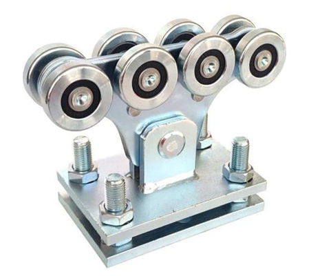 roda de aço da porta de 8 modilhões do SOLDADO branco de 48mm com placa ajustável