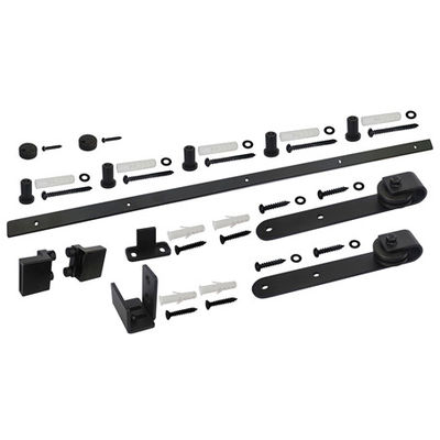 Mini Bent Plate Barn Door Roller que desliza a porta de armário Kit Black