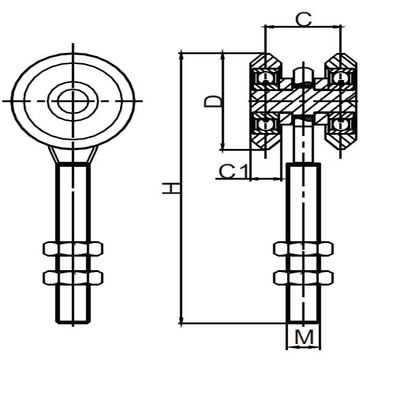 roda de nylon de suspensão do rolo dos rolos da porta 450lb deslizante com rolamento