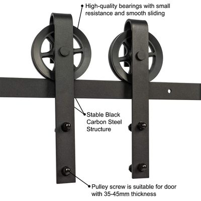 Trilho deslizante preto do hardware da porta de celeiro do hardware da porta do celeiro de 10 pés para armários