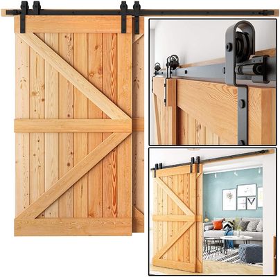 2,25 preto deslizante do hardware da porta de celeiro do dobro grosso da montagem 8ft do teto do hardware da porta do celeiro
