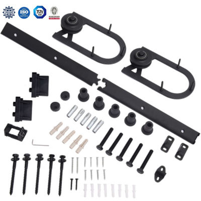 2,25 preto deslizante do hardware da porta de celeiro do dobro grosso da montagem 8ft do teto do hardware da porta do celeiro