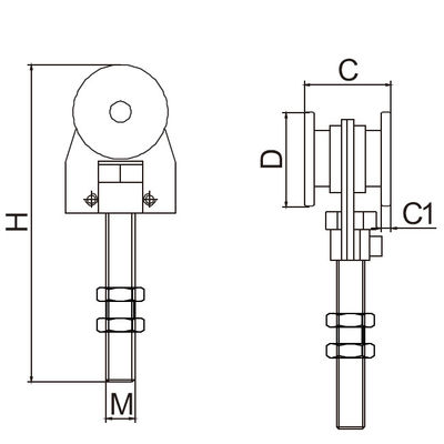 rodas 1/2 deslizantes resistentes da substituição 2 dos rolos de porta do armário e das rodas de trilhas 47mm
