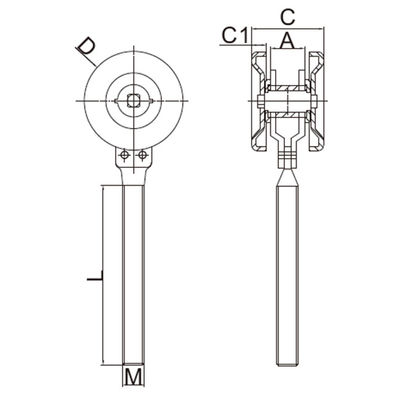 Trilha de suspensão de aço do rolo de porta de GL49A com carregamento do rolo 55mm das rodas do caminho de ferro 2