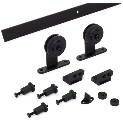 8 pés 6ft 7 Ft de pó dobro do ferro de Kit Wooden Door Black Metal do hardware da porta de celeiro de 4ft