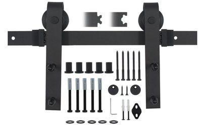 8 pés 6ft 7 Ft de pó dobro do ferro de Kit Wooden Door Black Metal do hardware da porta de celeiro de 4ft
