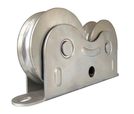 Rolos de rolamentos dobro da roda da porta de deslizamento do dobro do metal do ferro com suporte exterior