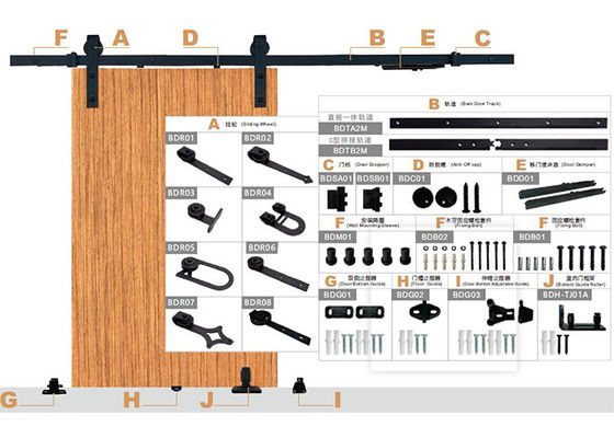 Madeira do celeiro do hardware que desliza únicas portas rústicas para a sala do divisor das portas interiores