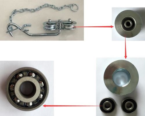 Sistema branco dos rolos do cabo aéreo da banana do zinco com rolamento de esferas resistente D64mm da corrente