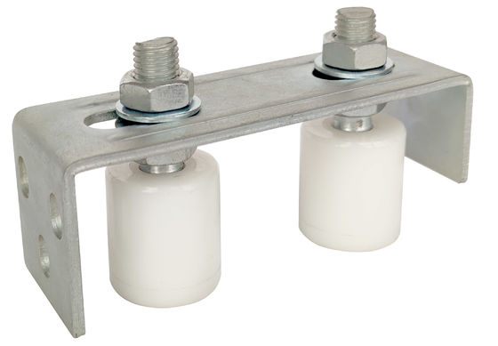 Suporte de guia duplo L da porta de deslizamento dos rolos universal 64mm ajustáveis resistentes do cargo da parte traseira