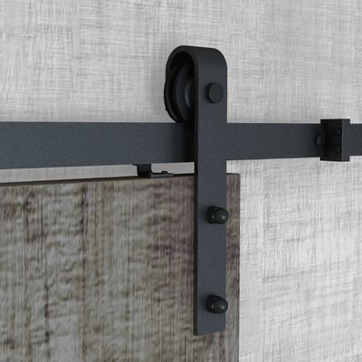 Hardware interior dobro Kit Matte Black Wall Mounted da porta de celeiro