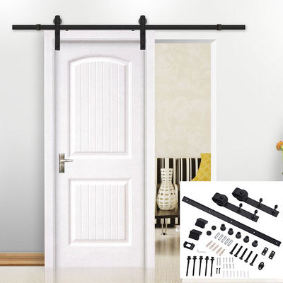 Hardware da porta de Matte Black Steel Sliding Barn fixado na parede