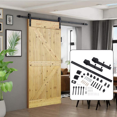 Hardware da porta de Matte Black Steel Sliding Barn fixado na parede