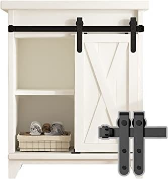 Armário Mini Barn Door Hardware Kit da porta dobro 8ft 10ft preto