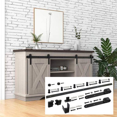 6 Ft de aço contínuo Mini Barn Door Hardware Kit para as portas de madeira da mobília dobro