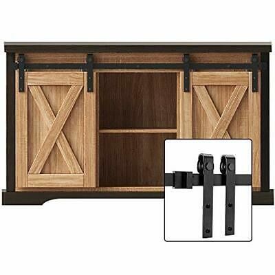 Correia clássica preta Mini Barn Door Hardware Kit 6 Ft para portas de madeira dobro
