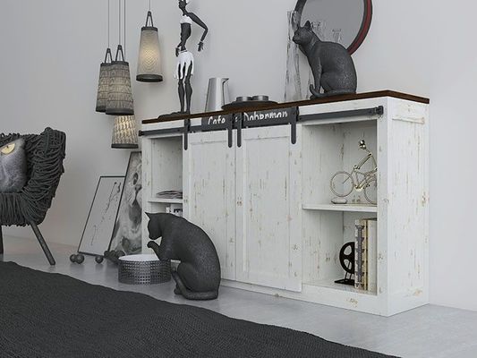 Armário Mini Barn Door Hardware Kit para portas de madeira dobro
