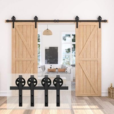 6 do slider preto do projeto de 8ft ft de deslizamento liso ultra quietamente   jogos do hardware da porta de celeiro