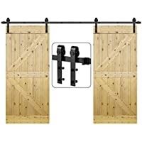 Hardware da porta de celeiro do desvio da montagem da parede uma parte 4-8.2 FT de aço do preto