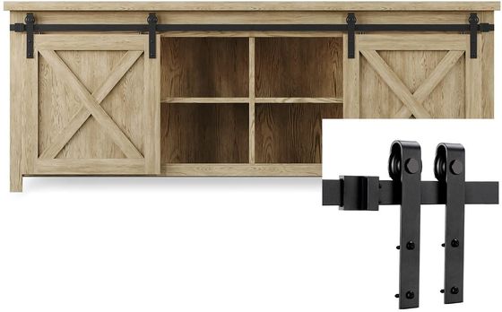 J preto dá forma à correia Mini Barn Door Hardware Kit 6 Ft para portas de madeira dobro